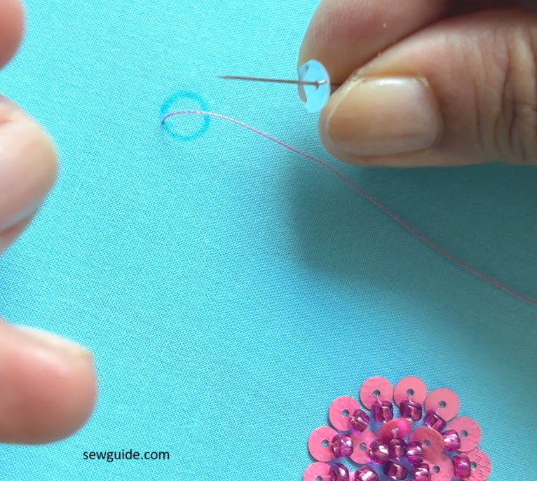 one sequins on the needle