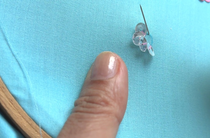 stitch sequins around the circle