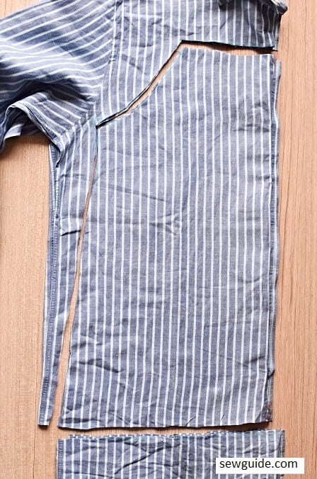 cut out the pattern for the bodice to convert a shirt to top