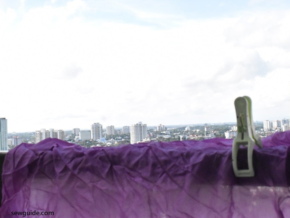 air dry the dyed silk