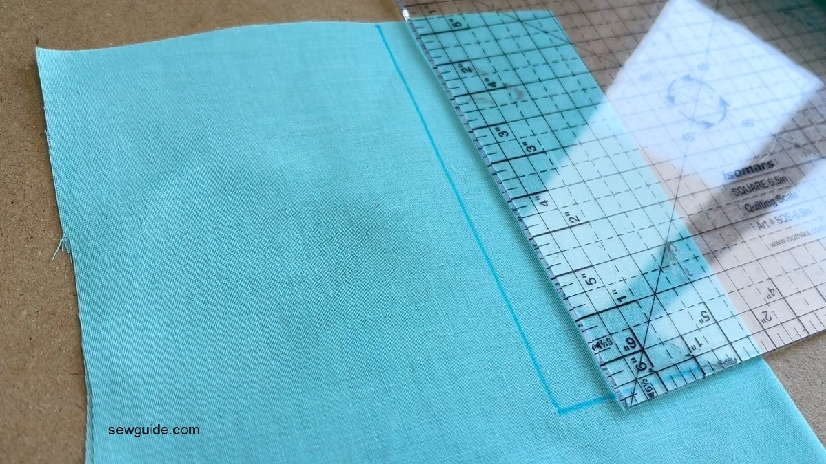Marking the square neckline