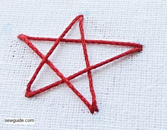 The final star stitch embroidery