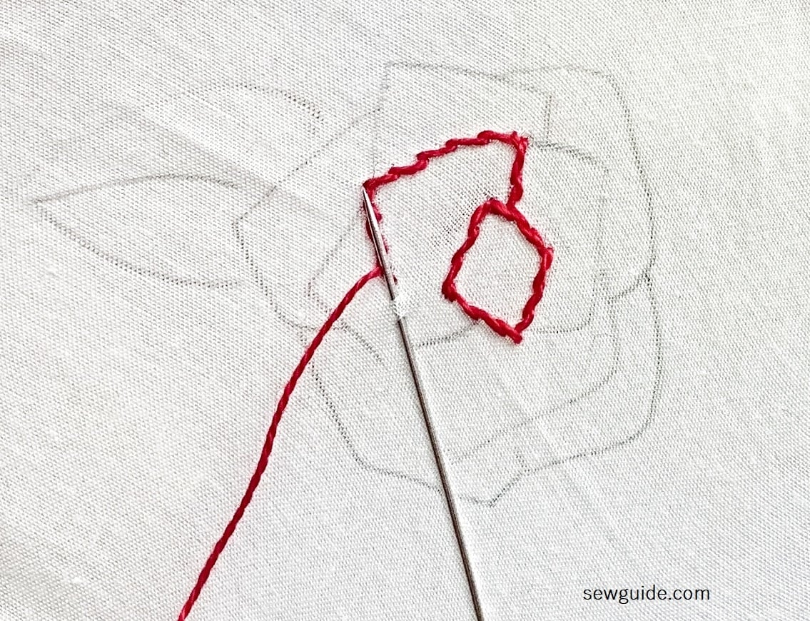 stem stitch steps - keep the thread to the left 