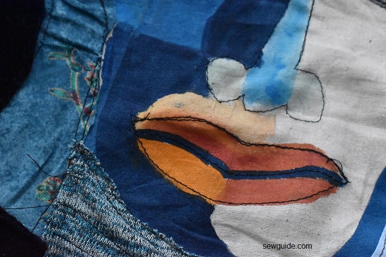 the facial features stitched with machine