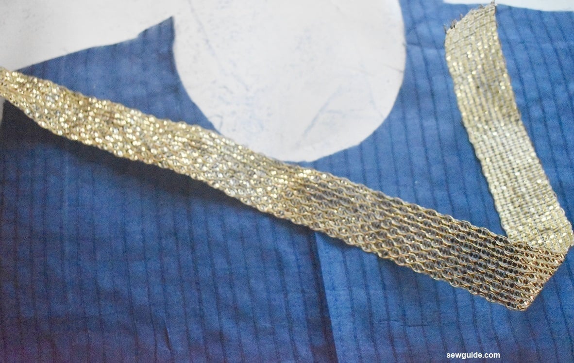 bodice and a metallic trim