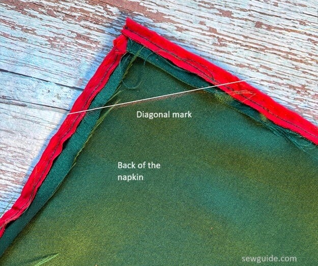 mark corner of the napkin crosswise