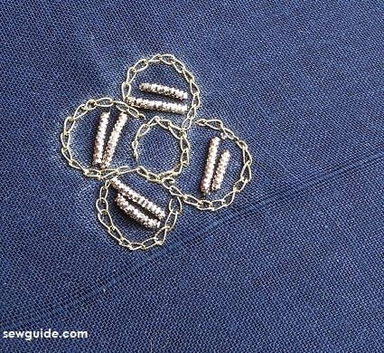 Make padding with metallic thread for zardosi work