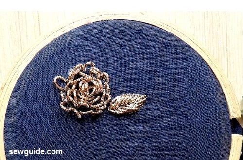 Gold embroidery rose