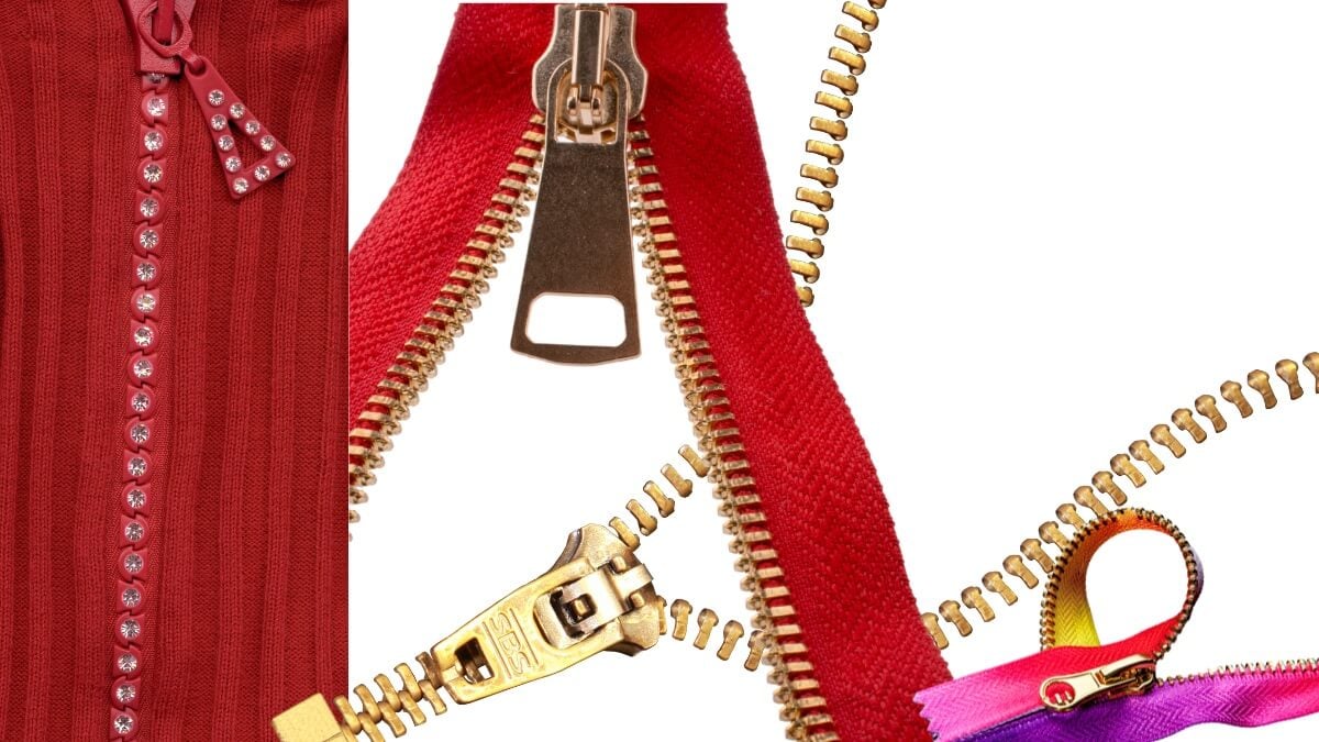 decorative zippers with pretty teeth and pull