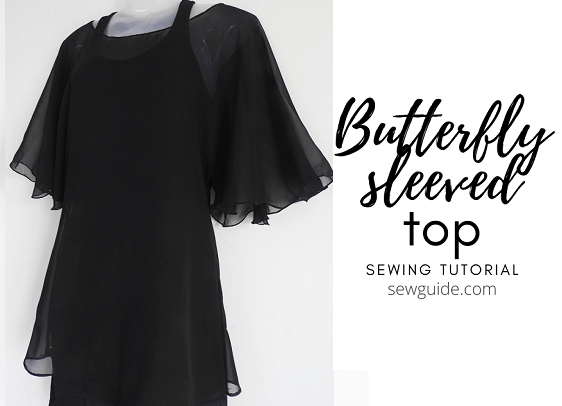 Top with flared butterfly sleeves