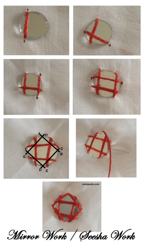 square stitch is used across the mirror