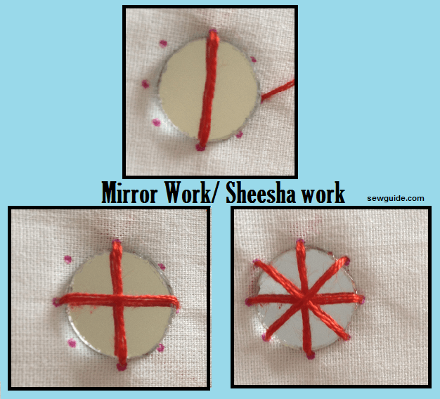 Star stitches are made on top of the mirror