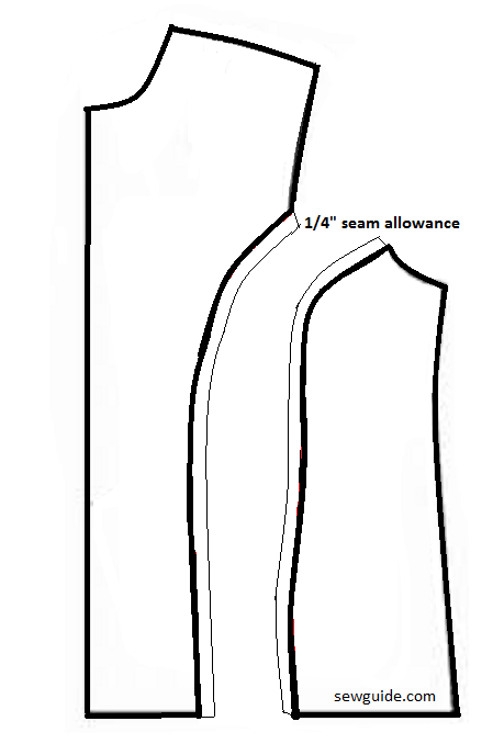 princess seam - mark extra seam allowance along the seam line