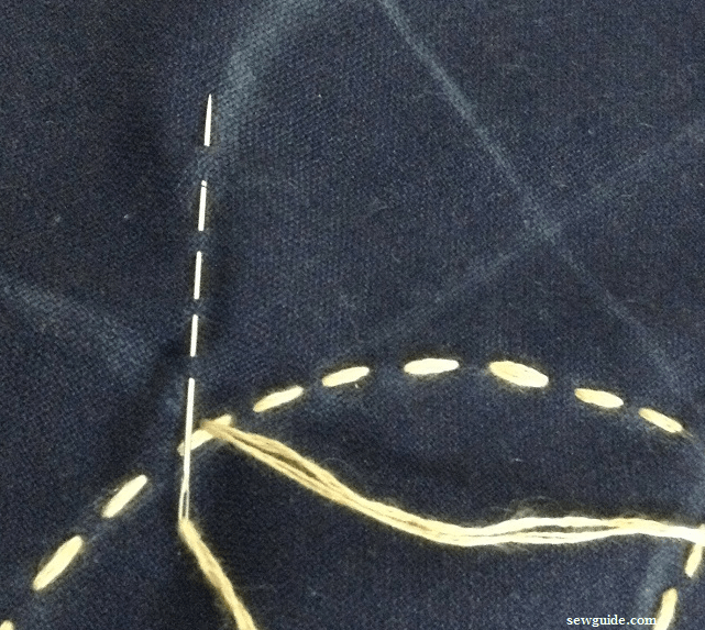 take several stitching in one go with the sashiko needle