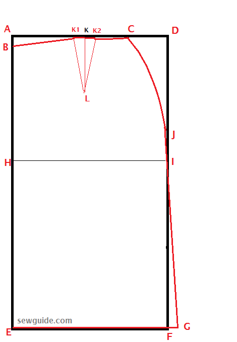 skirt block for the back pattern
